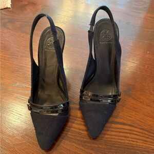 Tory Burch Black Pointed Slingback Heels
